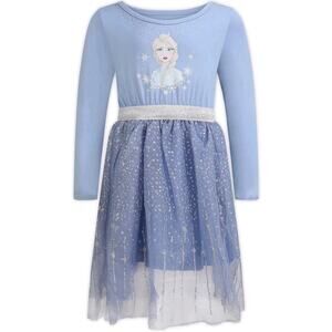 Disney Frozen Girls Elsa Long Sleeve Dress Tulle Purple Size 6x gray bin